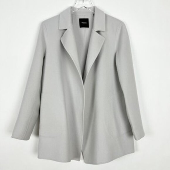 NWT Theory Sileena Coat Women's Size S Stone Winsome Double-Face Wool-Cashmere - Picture 2 of 16